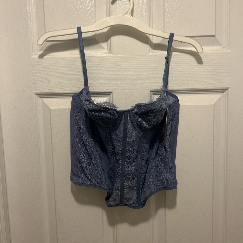Blue Lace Corset Top